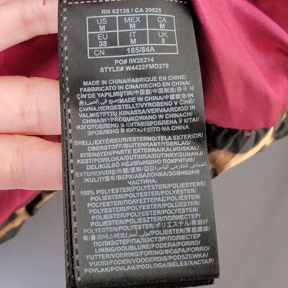 Guess Womens Y2K 2000s Leopard Faux Fur Down Feathers Hooded Puffer Vest Medium - Picture 10 of 12